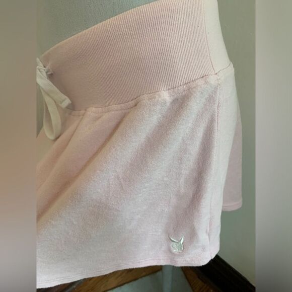 Playboy Pacsun Light Pink Terry cloth Skirt Drawstring y2k Stretch low Rise mini - Picture 7 of 8